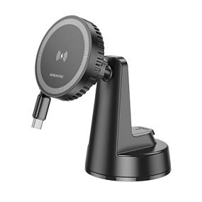 BOROFONE Magnetic Wireless Fast Charging Car Holder with 100cm USB-C Cable (Center Console)