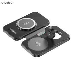 Choetech 3-in-1 15W Magnetic Wireless Portable Quick Charger for iPhone, iWatch & Airpods, 150cm C To C Cable, Black