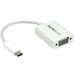 StarTech USB-C to VGA Adapter - White (CDP2VGAW) | -Hassle-free connection with the reversible USB-C connector | -Maximum portability with a small footprint and a lightweight design | -Thunderbolt 3 port compatible | -rystal-clear picture quality with support for high-definition video resolutions up to 1920x1200 or 1080p