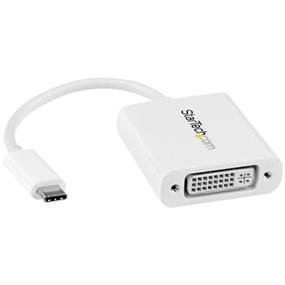 STARTECH USB-C to DVI Adapter - White (CDP2DVIW) | -Hassle-free connection with the reversible USB-C connector | -Maximum portability with a small footprint and a lightweight design | -Thunderbolt 3 port compatible | -Crystal-clear picture quality with support for video resolutions up to 1920x1200