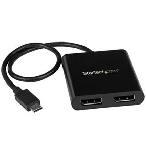 StarTech USB-C to DisplayPort Multi-Monitor Splitter - 2-Port MST Hub (MSTCDP122DP) | -Maximize your productivity by connecting two independent displays to your computer using the MST hub | -Hassle-free connection with the reversible USB-C connector | -Connect to almost any television, monitor or projector with the support of low-cost adapters