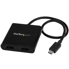 StarTech USB-C to HDMI Multi-Monitor Splitter - 2-Port MST Hub (MSTCDP122HD) | -Maximize your productivity by connecting two independent HDMI displays to your computer | -Connect your USB-C computer to two HDMI displays such as televisions, monitors or projectors | -ncrease external video performance with support for dual monitors with resolutions up to 4K (30 Hz) | -Thunderbolt 3 port compatible