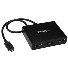 StarTech USB C DisplayPort Hub - 3 port - Daisy Chainable - USB C to DisplayPort MST Hub - USB Type C Monitor Hub (MSTCDP123DP) | -Maximize your productivity by connecting three independent displays to your computer using the MST hub | -Hassle-free connection with the reversible USB-C connector | -Connect to almost any television, monitor or projector, with the support of low-cost adapters (sold separately)