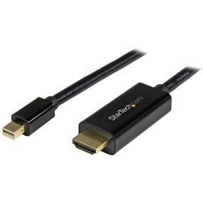 STARTECH Câble convertisseur Mini DisplayPort vers HDMI - 6 pi (2 m) - 4K (MDP2HDMM2MB) | -Qualité vidéo étonnante avec prise en charge de résolutions vidéo jusqu'à 4K à 30 Hz | -Réduire l'encombrement avec un câble adaptateur de 6 pieds | -Évitez les tracas des convertisseurs qui nécessitent un câblage et des adaptateurs d'alimentation supplémentaires avec un adaptateur de câble plug-and-play