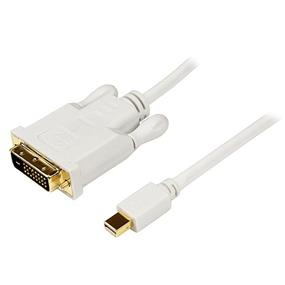 StarTech 3 ft Mini DisplayPort to DVI Adapter Converter Cable – Mini DP to DVI 1920x1200 - White (MDP2DVIMM3W) | -1x Male Mini DisplayPort connector, 1x Male DVI connector | -Supports resolutions up to 1920x1200 (WUXGA) and HDTV resolutions up to 1080p | -Compatible with Intel® Thunderbolt™ devices that are capable of outputting a DisplayPort signal