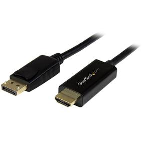 Câble convertisseur DisplayPort vers HDMI StarTech - 5 m (16 pi - 4K (DP2HDMM5MB) | -Qualité vidéo étonnante avec prise en charge des résolutions vidéo jusqu^à 4K à 30 Hz | -Réduisez l^encombrement avec un câble adaptateur compact de 5 m (16 pi | -Évitez les tracas des convertisseurs nécessitant des câbles et des adaptateurs d^alimentation supplémentaires avec un adaptateur de câble plug-and-play