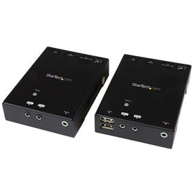 StarTech HDMI over CAT5 HDBaseT Extender with USB Hub - 295 ft (90m) - Up to 4K (ST121HDBTU) | -Extend video to locations where power outlets are limited, with both the transmitter and receiver using a single power source at either side of the connection | -Maintain astonishing picture quality up to 295 feet away, with support for UltraHD 4K | -Mounting brackets are included for a hassle-free installation
