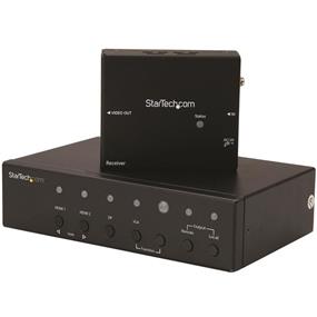 StarTech Multi-Input HDBaseT Extender with Built-in Switch - DisplayPort, VGA and HDMI Over CAT5 or CAT6 - Up to 4K (STDHVHDBT) | -Save the hassle and expense of using multiple hardware devices, with a switch and extender in one device that accommodates VGA, DP and HDMI inputs | -Maintain astonishing picture quality up to 130 feet away, with support for UltraHD 4K over non-proprietary CAT5e or CAT6 cabling | -Supports HD video resolutions such as 1920x1200 or 1080p at distances up to 230 ft. (70 m)