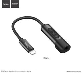 HOCO Lightning to 3.5mm Aux Headphone Jack Audio, 2 in 1 Lightning Adapter and Charger, Black (LS6)