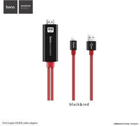 daptateur Lightning vers HDMI HOCO, 2M, noir et rouge (UA4