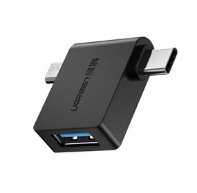 UGREEN 30453 Micro USB+ USB-C to USB 3.0 Adapter, Black(Open Box)