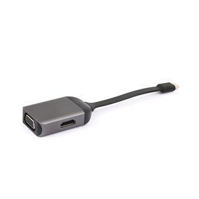 iCAN Premium Type C to HDMI 4K @ 30Hz + VGA 1080P Adapter, Aluminum, Black (C18092005)(Open Box)