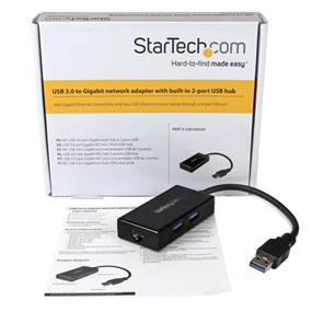 Startech USB 3.0 to Gigabit Network Adapter with Built-In 2-Port USB Hub (USB31000S2H)
