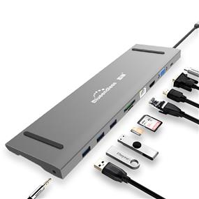 Blueendless 10-in-1 Type-C 60W Docking Station, Type-C Charger, USB 3.0*3, TF+SD, HDMI, Type-C PD, 3.5 audio input, Lan RJ45, VGA (BS-HC101)(Open Box)