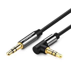 UGREEN AV119 3.5mm Male to 3.5mm Male Right Angle Flat Cable Gold-plated, 1M, Black