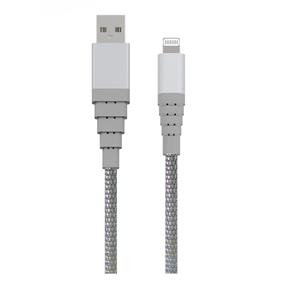 iCAN USB-A 2.0 to Lightning Cable, Apple MFi, M/M, 3ft, silver, Metal Braided(Open Box)