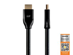 MONOPRICE Certified Premium High Speed HDMI Cable, 4K@60Hz, HDR, 18Gbps, 28AWG, YCbCr 4:4:4, 6ft, Black