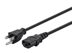 MONOPRICE Power Cord - NEMA 5-15P to IEC 60320 C13, 18AWG, 10A/1250W, 3-Prong, Black, 10ft