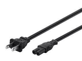 MONOPRICE Power Cord - Non-Polarized NEMA 1-15P to Non-Polarized IEC 60320 C7, 18AWG, 10A, 125V, Black, 3ft