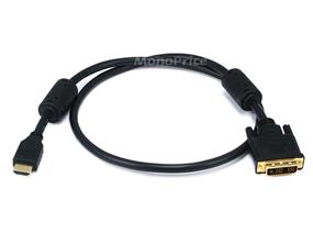 MONOPRICE 3ft 28AWG High Speed HDMI to DVI Adapter Cable with Ferrite Cores, Black