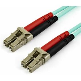 StarTech 10m OM4 LC to LC Multimode Duplex Fiber Optic Patch Cable- Aqua - 50/125 - Fiber Optic Cable - 40/100Gb - LSZH (450FBLCLC10) - LC to LC Multimode Duplex Fiber Optic Patch cable connects with SFP+ and QSFP+ transceivers in 40/100 Gigabit networks - LOMMF is ideal for 850nm/1350nm VCSEL & LED sources - Backwards compatible with 50/125 equipment - LSZH flame retardant jacket