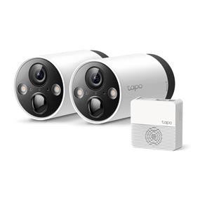 Système de caméras de sécurité intelligentes sans fil pour l'extérieur TP-Link Tapo C420S2 2K QHD, système à 2 caméras, autonomie de batterie jusqu'à 180 jours, vision nocturne en couleur avec capteur Starlight, détection de mouvements, cote IP65, compatible avec Alexa et Google Home - Tapo C420S2