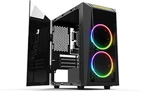 Gamdias TALOS E1, 2 x 120mm Raibow RGB fan Pre-Installed, Side Swing Magnetic Closing Tempered Glass Window, Mini Tower, Micro ATX Gaming Case