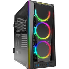 Gamdias TALOS M1B,  Built-in 3x 120mm Double Ring RGB Fans Sync, Side Swing Magnetic Closing Tempered Glass Window, ATX Gaming Case