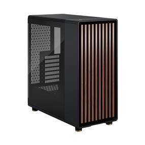 FRACTAL DESIGN North ATX mATX Mid Tower PC Case - Charcoal Black Chassis with Walnut Front and Light Tinted TG Side Panel