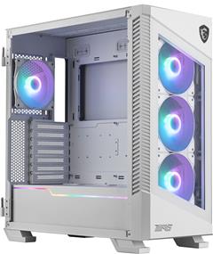 MSI MPG VELOX 100R Mid-Tower Computer Case, White, up to EATX Motherboards, USB 3.2 Gen 2 Type-C Front Panel, 4 ARGB Fans