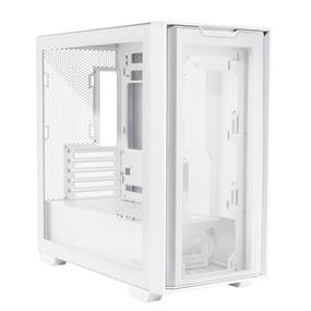 ASUS A21 Micro-ATX Case White Edition, Supports Graphics Cards up to 380mm, 360mm Coolers & Standard ATX PSUs, Porous Front-panel Mesh, Cable Management Compartment, Compatible with new BTF hidden connector technology