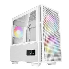 DeepCool CH360 DIGITAL WH mATX Airflow Case, Dual Status Display, 2x Pre-Installed 140mm ARGB Fans, 120mm ARGB rear fan, Hybrid Mesh/Tempered Glass Side Panel, Magnetic Mesh Filter, Type-C, USB 3.0, White