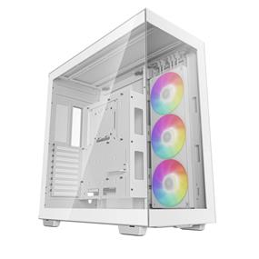 DeepCool CH780 ATX+ Panoramic case, Dual Chamber Configuration, Vertical Mount and Gen 4 Riser Cable, Tempered Glass Panels, Trinity 140mm ARGB Fans, White