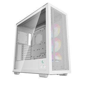 DeepCool MORPHEUS ATX+ Modular Airflow case, Single and Dual Chamber Configurations, Dual Status Display, Trinity 140mm ARGB Fans, Vertical Mount and Gen 4 Riser Cable, Magnetic Mesh Filters, White