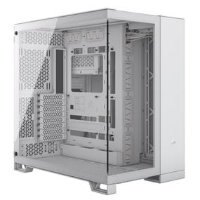 CORSAIR 6500X Mid-Tower Dual Chamber PC Case, Blanc - Unobstructed view with wraparound front and side glass panels - Fits up to 10x 120mm fans - 4x Radiator Mounting Positions