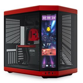 HYTE Y70 Touch Infinite Dual Chamber ATX Mid Tower Modern Aesthetic Case With Integrated 2.5K LCD Touchscreen, Black Cherry