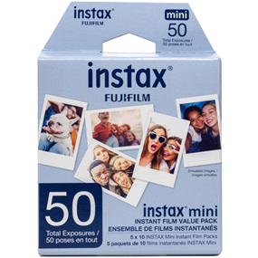 FUJIFILM Instax Mini Instant Film - 5 Pack 50 Exposures (White) - Fits All Instax Mini Cameras