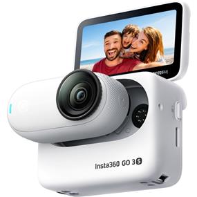 Insta360 GO 3S (Arctic White) (128GB) Tiny Action Camera | 4K Hands-Free Video POV | Rugged & Waterproof to 33ft with Lens Guard | 140 Min Battery Life | FlowState Stabilization | Small & Lightweight | Weighs 36.1g | AI Gesture Control | Compatible with Apply Find My | Internal Video & AI Editing