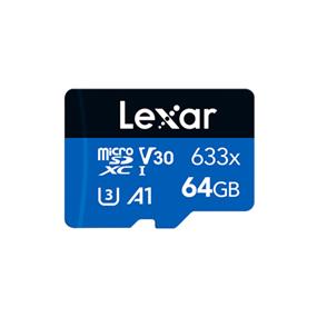 LEXAR 633x 64GB microSDHC A1 C10 U1 V10, Up to 100MB/s  - Micro SD Card w/ Adapter (LSDMI64GBBNL633A)(Open Box)