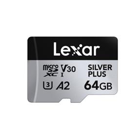 LEXAR SILVER PLUS 64GB microSDXC A2  U3
UHS-I V30, Up to 205MB/s  - Micro SD Card w/ Adapter (LMSSIPL064G-BNANU)