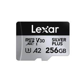 LEXAR SILVER PLUS 256GB microSDXC A2  UHS-I V30, Up to 205MB/s  - Micro SD Card w/ Adapter (LMSSIPL256G-BNANU)