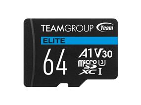 TeamGroup Elite A1 64GB microSDXC 4K UHD UHS-I U3 V30 A1 High Speed Flash Memory Card UP to 90MB/s Read, 45 MB/s Write (TEAUSDX64GIV30A103)