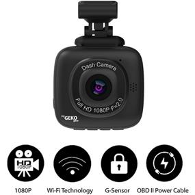 GekoGear Orbit 500 Dash Cam | 1-Channel Dashcam (1080p Full HD Front View) | OBD II Power Cable Included | Wi-Fi Support | G-Sensor | 8GB MicroSD Included (mygekogear)