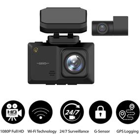 GekoGear Orbit 951 Dash Cam | 2-Channel Dashcam (1080p Full HD Front View + 1080p Full HD Rear View) | Wi-Fi for Instant File Sharing | 24/7 Surveillance with OBD II Power Cable | Compact & Slim Design | Magnetic Adhesive Mount | G-Sensor for Emergency Locking | 32GB MicroSD Included (mygekogear)