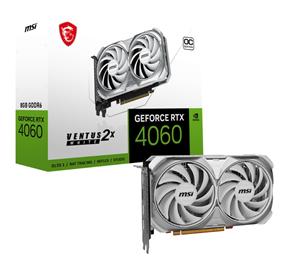 MSI GeForce RTX 4060 VENTUS 2X WHITE 8G OC, GDDR6 8GB, 2460 MHz Boost,  PCI-E 4.0, 128-bit, 8-pin x 1, HDMI 2.1 x 1, Display Port 1.4 x 3(Open Box)