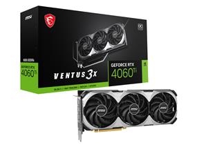 MSI GeForce RTX 4060 Ti VENTUS 3X 8G OC, GDDR6 8G, PCI-E 4.0, 128 bits, 8-pin x 1, HDMI 2.1 x 1, Display Port 1.4 x 3