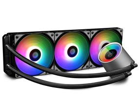 Deepcool Castle 360 RGB V2 360mm All-in-One Liquid CPU Cooler with Addressable RGB Waterblock and Fans, Cable and Motherboard Control Supported, TR4 and AM4 Compatible, 3-Year Warranty, Black(Open Box)