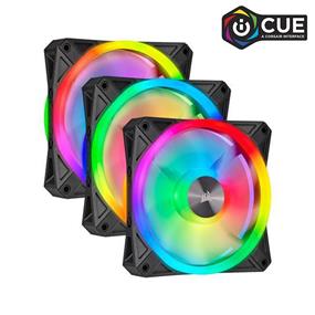 Corsair* iCUE QL Series, QL120 RGB, 120mm RGB LED Fan, Triple Pack with Lighting Node CORE(Open Box)