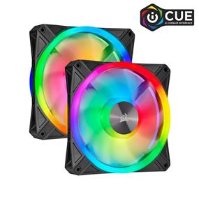 Corsair iCUE QL Series, QL140 RGB, 140mm RGB LED Fan, Dual Pack with Lighting Node CORE