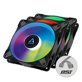 Arctic P12 PWM PST A-RGB 0dB (Black) – 120mm Pressure optimized case fan | PWM controlled speed with PST | A-RGB illumination - Pack of 3pcs